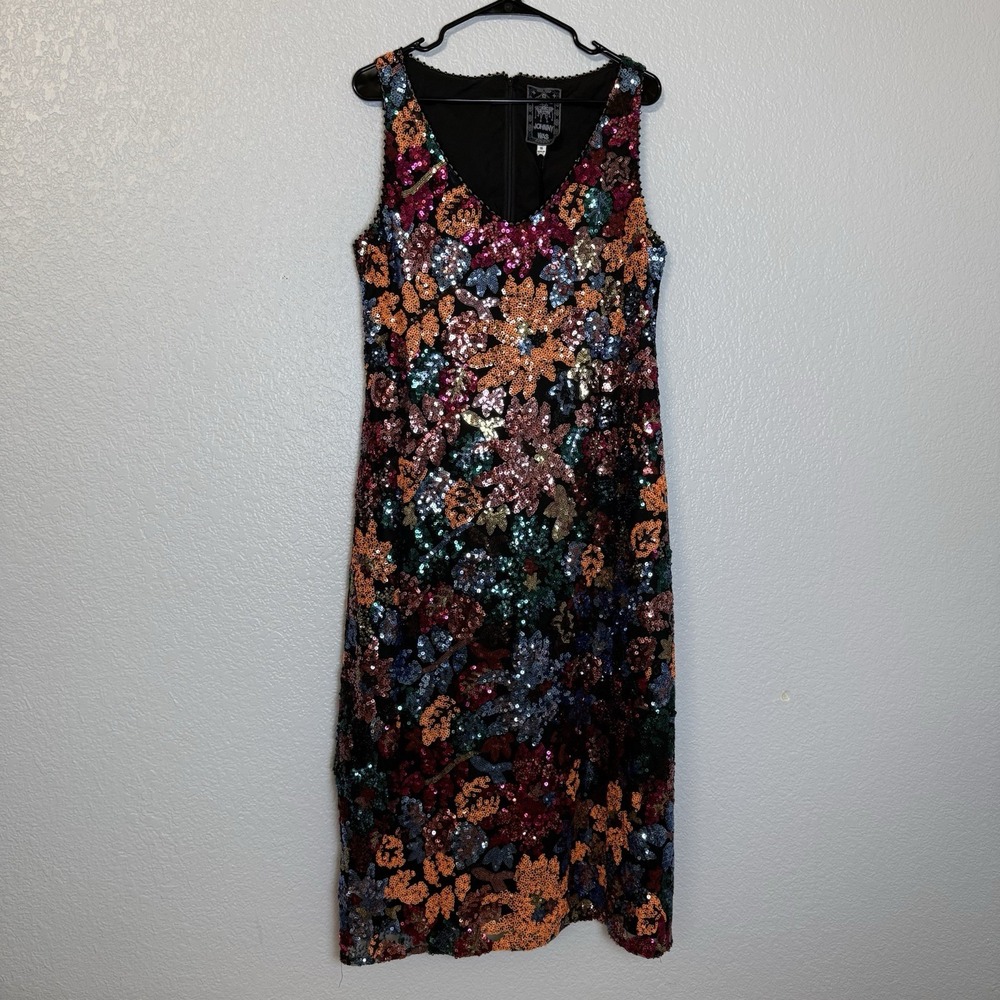 NEW Johnny Was Rosali Sequin Midi Dress 16 V-neck Sleeveless Multicolor